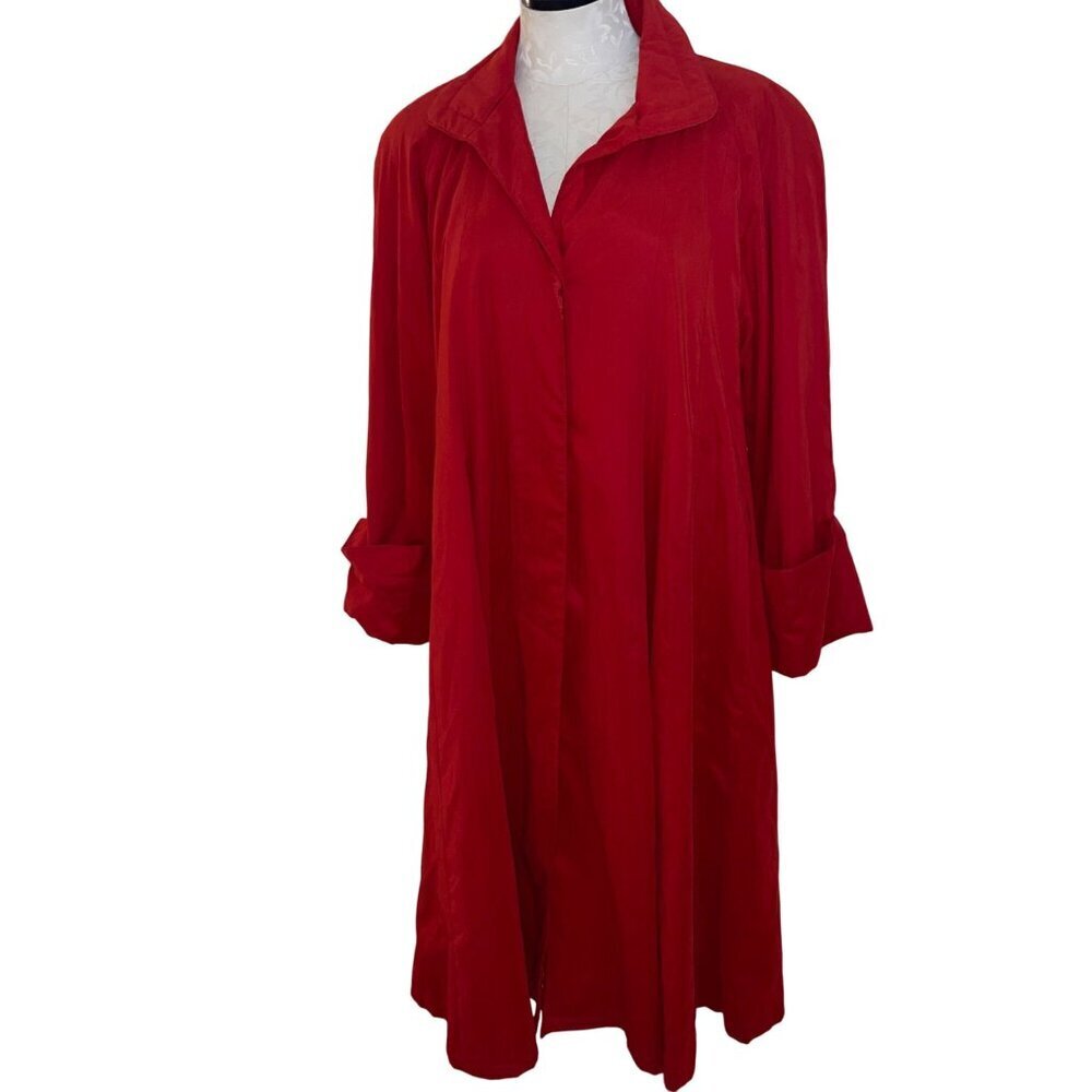 Searle Vintage Womens Coat Size 4 Red Trench Swing Style Lined Pockets
